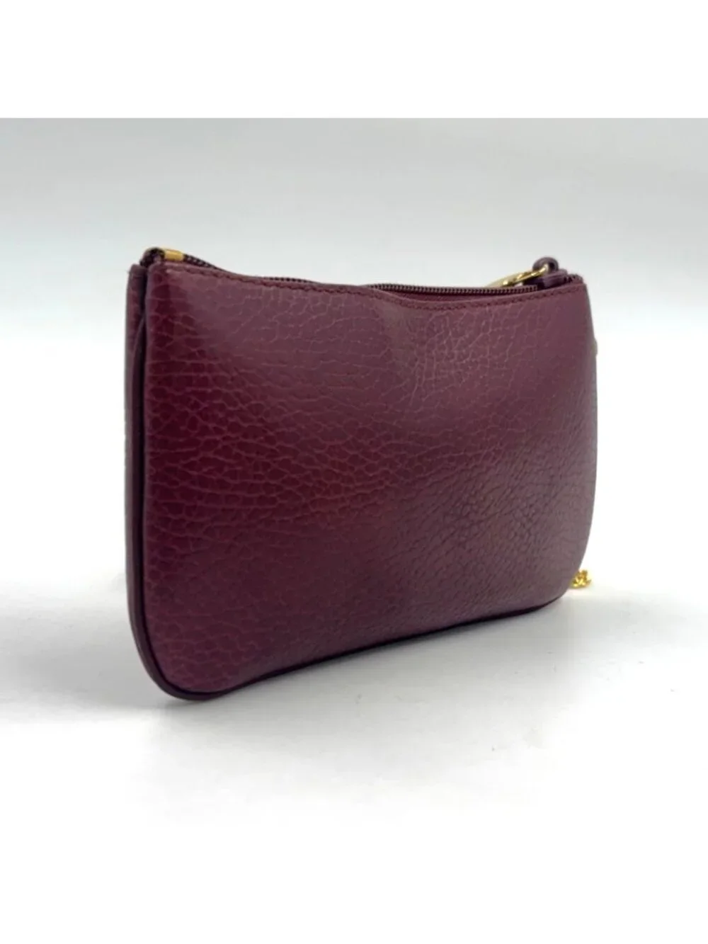 Cartier Must Oval Logo Chain Mini Pouch Leather Bordeaux Gold